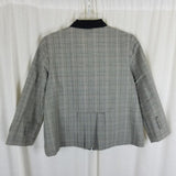 Anna Sui Houndstooth Plaid Cotton Bow Tie Blazer Jacket Womens 0 Black White Zip