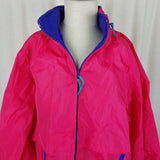 Woolrich Woman Neon Packaway Magenta Windbreaker Jacket Womens M 90s Loud Vtg