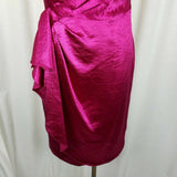 Anne Klein Drape Dress Satin Wiggle Plunge Faux Wrap Look Womens 6 Metallic Pink