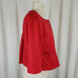 Ann Taylor Loft Petites Red Cropped Swing Jacket Womens 2P Collarless 3/4 Sleeve