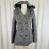 Aeropostale Hooded Wool Herringbone Fit & Flare Double Breasted Peacoat Womens M