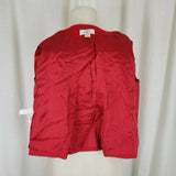 Ann Taylor Loft Petites Red Cropped Swing Jacket Womens 2P Collarless 3/4 Sleeve