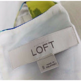 Ann Taylor Loft Garden Party Floral Dress Womens 8 Barkcloth Woven Hawaiian Blue