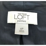 Ann Taylor Loft Petites Cropped Ruffled Tailored Black Wool Jacket Womens sz 6P
