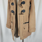 Abercrombie & Fitch Hooded Fur Trim Wool Toggle Peacoat Parka Womens S Camel Tan