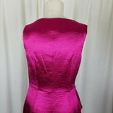 Anne Klein Drape Dress Satin Wiggle Plunge Faux Wrap Look Womens 6 Metallic Pink
