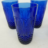 5" AVON Royal Sapphire 14 Oz Flat Tumbler Set of 4 France Tall Glasses Cobalt
