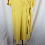 Ann Taylor Factory Wrap Side Tie Yellow Chiffon Midi Dress Womens L NWT $110
