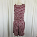 Ann Taylor Loft Blouson Scoop Neck Tie Waist Summer Dress Womens M Brick Red