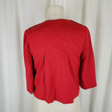 Ann Taylor Loft Petites Red Cropped Swing Jacket Womens 2P Collarless 3/4 Sleeve