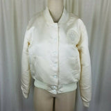 Adidas x Dehen McDonalds Silky Satin Bomber Baseball Jacket Womens L Ivory USA