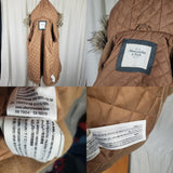 Abercrombie & Fitch Hooded Fur Trim Wool Toggle Peacoat Parka Womens S Camel Tan