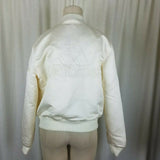 Adidas x Dehen McDonalds Silky Satin Bomber Baseball Jacket Womens L Ivory USA