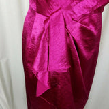 Anne Klein Drape Dress Satin Wiggle Plunge Faux Wrap Look Womens 6 Metallic Pink