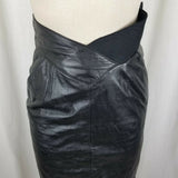Wilsons Leather Fitted Sexy Black Pencil Skirt Womens 6 Stretch Waist Biker Knee