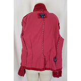 American Eagle Red Velvet Cropped Jean Jacket Blazer Womens M Fitted Tailored