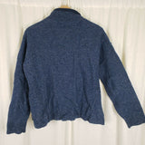 Woolrich Sweater Mens L 1/4 Zip Henley Wool Knit Fleece Collar Funnel Neck Blue