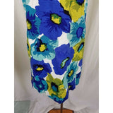 Ann Taylor Loft Garden Party Floral Dress Womens 8 Barkcloth Woven Hawaiian Blue