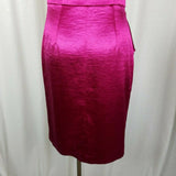 Anne Klein Drape Dress Satin Wiggle Plunge Faux Wrap Look Womens 6 Metallic Pink