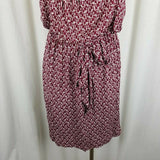 Ann Taylor Loft Blouson Scoop Neck Tie Waist Summer Dress Womens M Brick Red