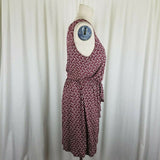 Ann Taylor Loft Blouson Scoop Neck Tie Waist Summer Dress Womens M Brick Red
