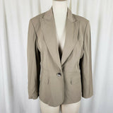 Ann Taylor Stretch Peak Lapel Single Button Tan Khaki Blazer Jacket Womens 8