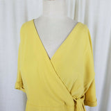 Ann Taylor Factory Wrap Side Tie Yellow Chiffon Midi Dress Womens S NWT $110