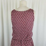 Ann Taylor Loft Blouson Scoop Neck Tie Waist Summer Dress Womens M Brick Red