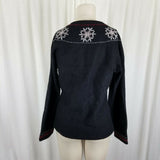 Woolrich Wool Embroidered Floral Full Zip Up Cardigan Sweater Jacket Womens M