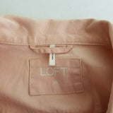 Ann Taylor Loft Baby Pink Cropped Trucker Denim Jean Jacket Womens XS 3/4 Sleeve