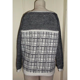 Ann Taylor Loft Alpaca Wool Plaid Knit Scoop Neck Sweater Womens L 3/4 Sleeve