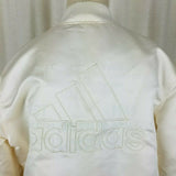 Adidas x Dehen McDonalds Silky Satin Bomber Baseball Jacket Womens L Ivory USA