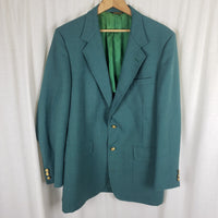 Vtg Palm Beach Turquoise Teal Woven Sport Coat Blazer Jacket Mens 44 Mid Century