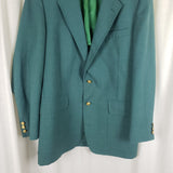 Vtg Palm Beach Turquoise Teal Woven Sport Coat Blazer Jacket Mens 44 Mid Century