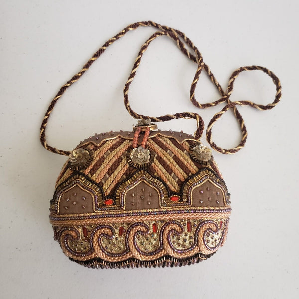 Vintage Mary Frances Heavily Beaded Purse Bag Moroccan Buildings Ocean Waves