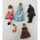 Vintage MC Shackman Colonial Dollhouse Dolls Family Miniatures Set 5 Baby Kids