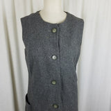 Vintage Handmade 1950s Wool Tweed Button Up Mod Dress Womens M L Charcoal Gray