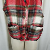 Vintage Cenza Wool Button Up Buffalo Shadow Plaid Vest Womens M Red Black White