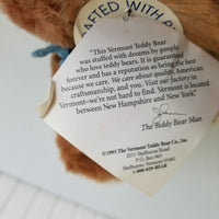 Vintage Vermont Teddy Bear Stuffed Plush Doll Toy Animal Jointed 17" 1993 USA