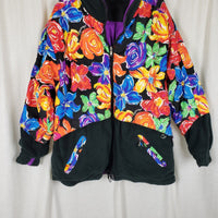 Obermeyer Orange Blossom Reversible 80s Puffer Ski Winter Parka Jacket Womens 18
