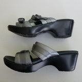 DANSKO Jessie Metallic Pewter Buckle Wedges Sandals #9700930200 Womens size 40