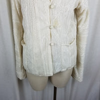 Vintage Reversible Knit Lace MCM 50s Hooded Cardigan Sweater Jacket Womens sz M