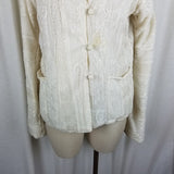 Vintage Reversible Knit Lace MCM 50s Hooded Cardigan Sweater Jacket Womens sz M