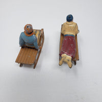 Man on Sled Lead Figures BF Blancherie Freres France Christmas Original Paint 2