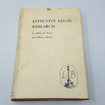 Effective Legal Research Law Book Little Brown Price Bitner 1st Ed HCDJ 1953