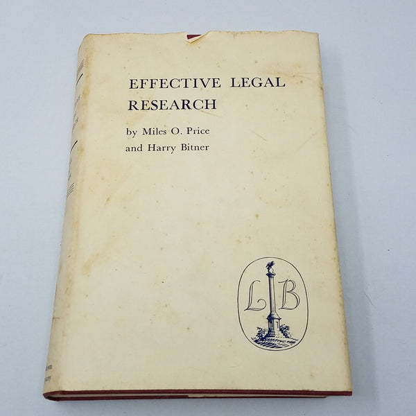 Effective Legal Research Law Book Little Brown Price Bitner 1st Ed HCDJ 1953