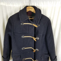 Vintage Lodenfry Loden Coat Wool Leather Toggle Closure Duffle Coat Peacoat Womens M L