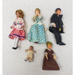 Vintage MC Shackman Colonial Dollhouse Dolls Family Miniatures Set 5 Baby Kids