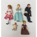 Vintage MC Shackman Colonial Dollhouse Dolls Family Miniatures Set 5 Baby Kids