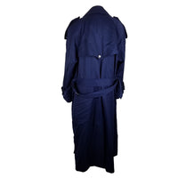 Bill Blass Navy Double Breasted Epaulets Cape Top Maxi 80s Trench Coat Womens 6